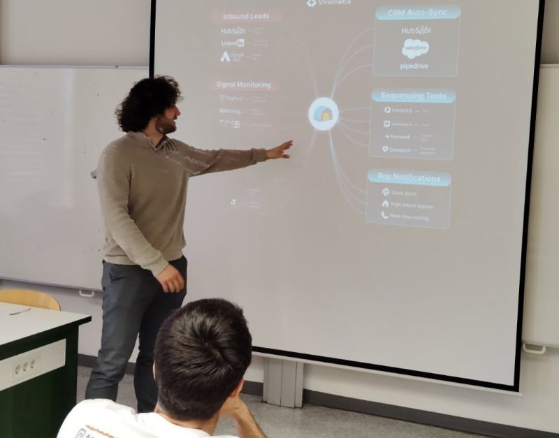 Danilo lecturing on GenAI in sales at the University of Ljubljana